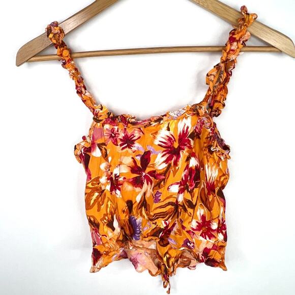 H&M Tropical Floral Ruffle Crop Top XS - Picture 8 of 10